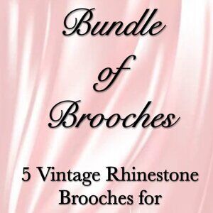 5 Vintage Rhinestone Brooches